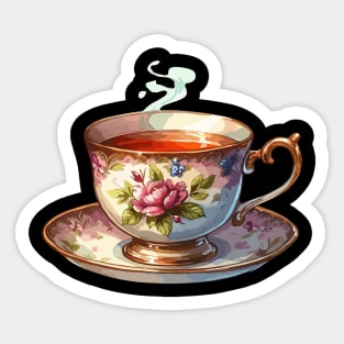 Floral Tea Cup Sticker